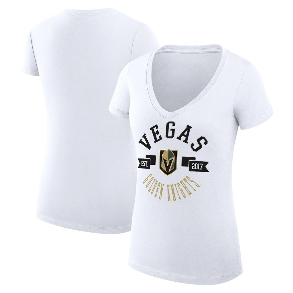 Vegas Golden Knights G-III 4Her by Carl Banks Women's Super-Slim Fit Lightweight City Graphic V-Neck T-Shirt - White - NHL 200593426