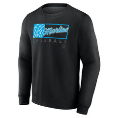 Miami Marlins Fanatics Focus Fleece Pullover Sweatshirt - Black - Fanatics Lifestyle