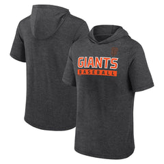 San Francisco Giants Fanatics Push Short Sleeve Pullover Hoodie - Heather Charcoal - Fanatics Sale