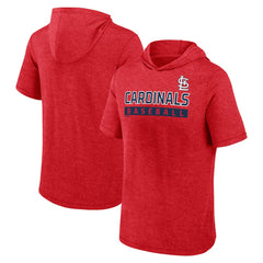St. Louis Cardinals Fanatics Push Short Sleeve Pullover Hoodie - Heather Red - Fanatics Lifestyle