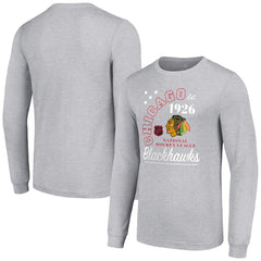 Chicago Blackhawks Starter Arch City Theme Graphic Long Sleeve T-Shirt - Heather Gray - NHL 200594648