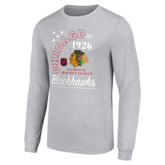 Chicago Blackhawks Starter Arch City Theme Graphic Long Sleeve T-Shirt - Heather Gray - NHL 200594648