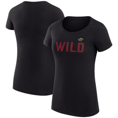 Minnesota Wild G-III 4Her by Carl Banks Women's Super-Slim Fit Lightweight Dot Print Team T-Shirt - Black - NHL 200595212
