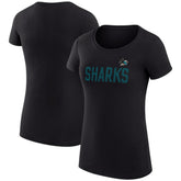 San Jose Sharks G-III 4Her by Carl Banks Women's Super-Slim Fit Lightweight Dot Print Team T-Shirt - Black - NHL 200595218