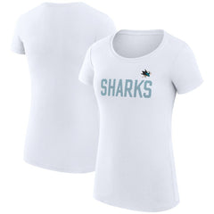 San Jose Sharks G-III 4Her by Carl Banks Women's Super-Slim Fit Lightweight Dot Print Team T-Shirt - White - NHL 200595254