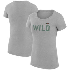 Minnesota Wild G-III 4Her by Carl Banks Women's Super-Slim Fit Lightweight Dot Print Team T-Shirt - Heather Gray - NHL 200595276