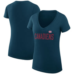 Montreal Canadiens G-III 4Her by Carl Banks Women's Super-Slim Fit Lightweight Dot Print Team V-Neck T-Shirt - Navy - NHL 200595304