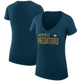 Nashville Predators G-III 4Her by Carl Banks Women's Super-Slim Fit Lightweight Dot Print Team V-Neck T-Shirt - Navy - NHL 200595305