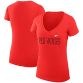 Detroit Red Wings G-III 4Her by Carl Banks Women's Super-Slim Fit Lightweight Dot Print Team V-Neck T-Shirt - Red - NHL 200595315