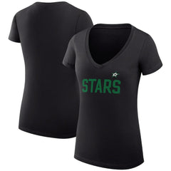 Dallas Stars G-III 4Her by Carl Banks Women's Super-Slim Fit Lightweight Dot Print Team V-Neck T-Shirt - Black - NHL 200595327