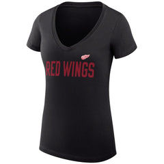 Detroit Red Wings G-III 4Her by Carl Banks Women's Super-Slim Fit Lightweight Dot Print Team V-Neck T-Shirt - Black - NHL 200595328
