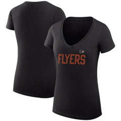 Philadelphia Flyers G-III 4Her by Carl Banks Women's Super-Slim Fit Lightweight Dot Print Team V-Neck T-Shirt - Black - NHL 200595333