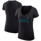 San Jose Sharks G-III 4Her by Carl Banks Women's Super-Slim Fit Lightweight Dot Print Team V-Neck T-Shirt - Black - NHL 200595338
