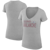 Colorado Avalanche G-III 4Her by Carl Banks Women's Super-Slim Fit Lightweight Dot Print Team V-Neck T-Shirt - Heather Gray - NHL 200595345