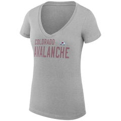 Colorado Avalanche G-III 4Her by Carl Banks Women's Super-Slim Fit Lightweight Dot Print Team V-Neck T-Shirt - Heather Gray - NHL 200595345