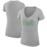 Dallas Stars G-III 4Her by Carl Banks Women's Super-Slim Fit Lightweight Dot Print Team V-Neck T-Shirt - Heather Gray - NHL 200595347