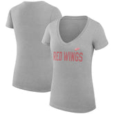 Detroit Red Wings G-III 4Her by Carl Banks Women's Super-Slim Fit Lightweight Dot Print Team V-Neck T-Shirt - Heather Gray - NHL 200595348