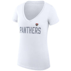 Florida Panthers G-III 4Her by Carl Banks Women's Super-Slim Fit Lightweight Dot Print Team V-Neck T-Shirt - White - NHL 200595382