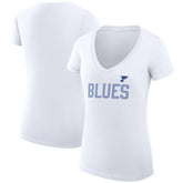 St. Louis Blues G-III 4Her by Carl Banks Women's Super-Slim Fit Lightweight Dot Print Team V-Neck T-Shirt - White - NHL 200595396