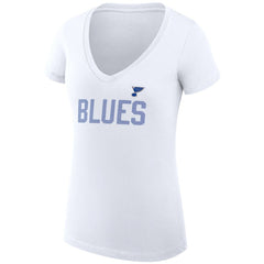 St. Louis Blues G-III 4Her by Carl Banks Women's Super-Slim Fit Lightweight Dot Print Team V-Neck T-Shirt - White - NHL 200595396