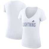 Tampa Bay Lightning G-III 4Her by Carl Banks Women's Super-Slim Fit Lightweight Dot Print Team V-Neck T-Shirt - White - NHL 200595397