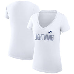 Tampa Bay Lightning G-III 4Her by Carl Banks Women's Super-Slim Fit Lightweight Dot Print Team V-Neck T-Shirt - White - NHL 200595397