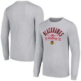Chicago Blackhawks Starter Puck Long Sleeve T-Shirt - Heather Gray - NHL 200597924