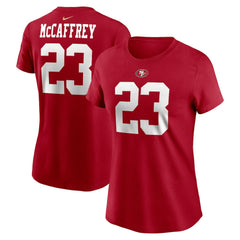Nike Christian McCaffrey San Francisco 49ers Women's Player Name & Number T-Shirt Scarlet