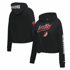 Portland Trail Blazers Pro Standard Women's 2023/24 City Edition Cropped Pullover Hoodie Black