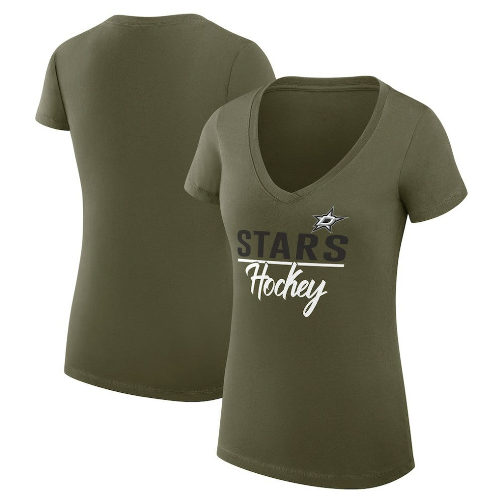 Dallas Stars G-III 4Her by Carl Banks Women's Super-Slim Fit Lightweight Team Sport V-Neck T-Shirt - Olive - NHL 200602605