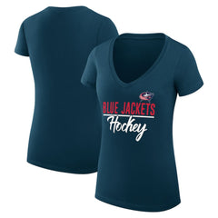 Columbus Blue Jackets G-III 4Her by Carl Banks Women's Super-Slim Fit Lightweight Graphic T-Shirt - Navy - NHL 200602612