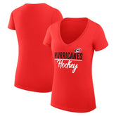 Carolina Hurricanes G-III 4Her by Carl Banks Women's Super-Slim Fit Lightweight Graphic V-Neck T-Shirt - Red - NHL 200602623