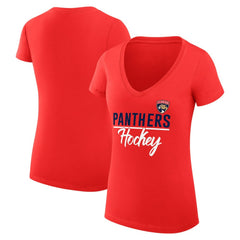 Florida Panthers G-III 4Her by Carl Banks Women's Super-Slim Fit Lightweight Graphic V-Neck T-Shirt - Red - NHL 200602626