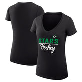 Dallas Stars G-III 4Her by Carl Banks Women's Super-Slim Fit Lightweight Graphic V-Neck T-Shirt - Black - NHL 200602637