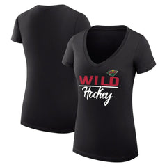 Minnesota Wild G-III 4Her by Carl Banks Women's Super-Slim Fit Lightweight Graphic V-Neck T-Shirt - Black - NHL 200602640