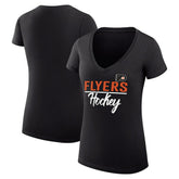 Philadelphia Flyers G-III 4Her by Carl Banks Women's Super-Slim Fit Lightweight Graphic V-Neck T-Shirt - Black - NHL 200602643