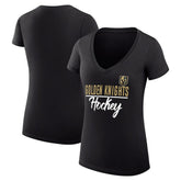Vegas Golden Knights G-III 4Her by Carl Banks Women's Super-Slim Fit Lightweight Graphic V-Neck T-Shirt - Black - NHL 200602648