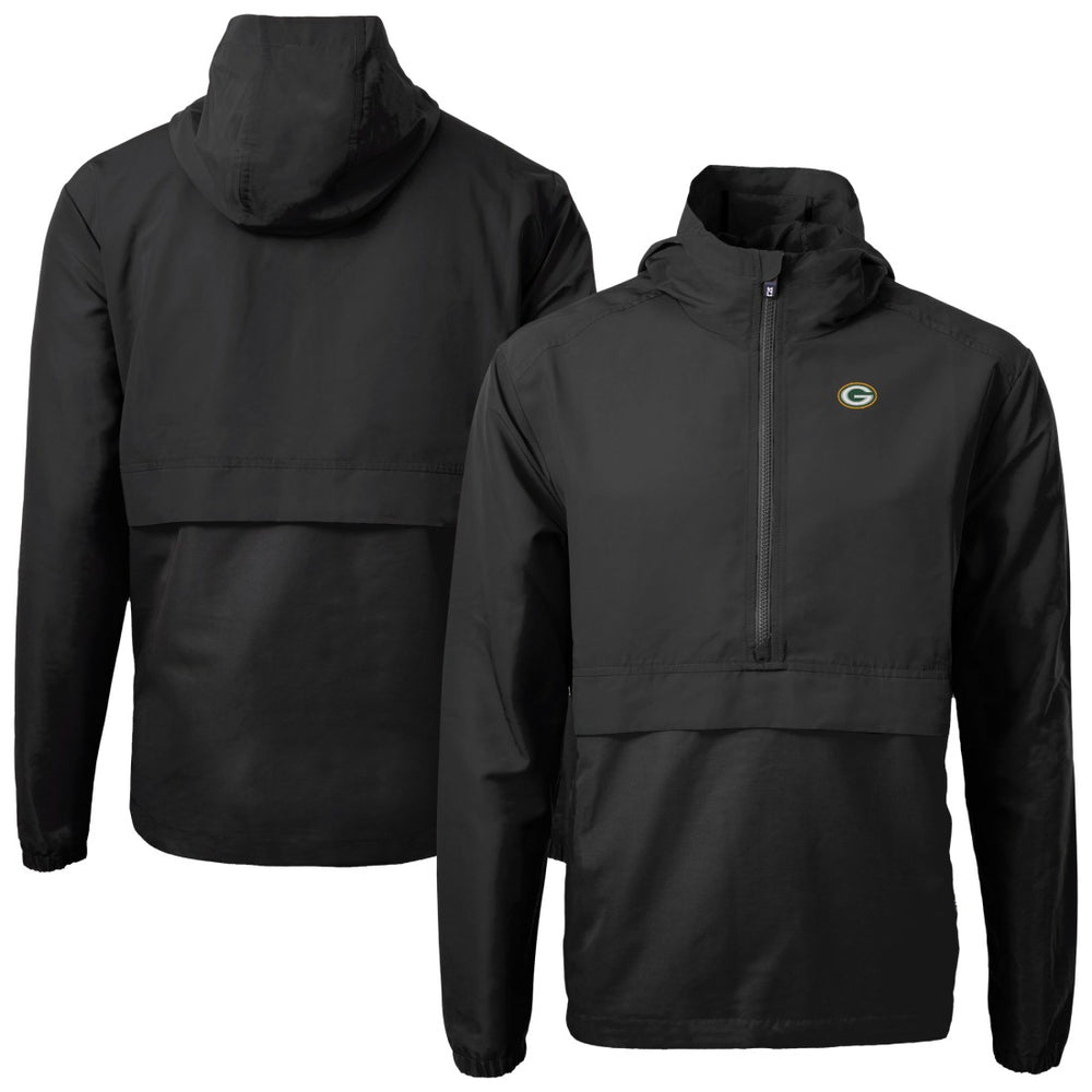 Green Bay Packers Cutter & Buck Charter Eco Recycled Anorak Half-Zip Jacket Black