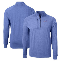 Buffalo Bills Cutter & Buck Adapt Eco Knit Quarter-Zip Pullover Top Royal