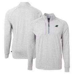 Carolina Panthers Cutter & Buck Adapt Eco Knit Quarter-Zip Pullover Top Heather Gray