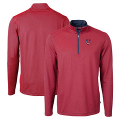 Indianapolis Colts Cutter & Buck Virtue Eco Pique Micro Stripe Recycled Quarter-Zip Pullover Top Red/Navy