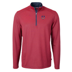 Indianapolis Colts Cutter & Buck Virtue Eco Pique Micro Stripe Recycled Quarter-Zip Pullover Top Red/Navy