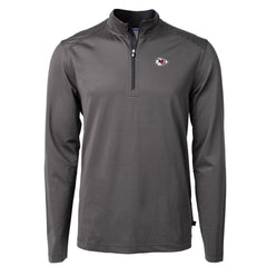 Kansas City Chiefs Cutter & Buck Virtue Eco Pique Micro Stripe Recycled Quarter-Zip Pullover Top Black/Gray
