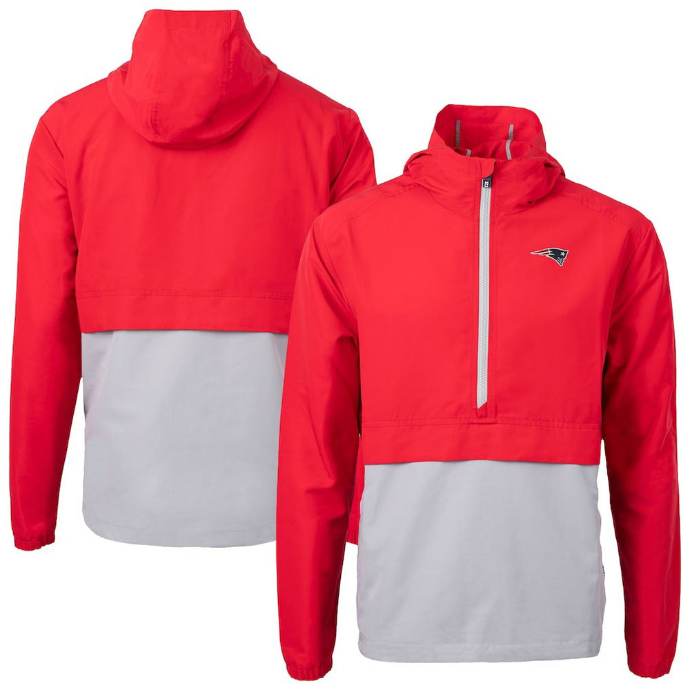 New England Patriots Cutter & Buck Charter Eco Recycled Anorak Half-Zip Jacket Red