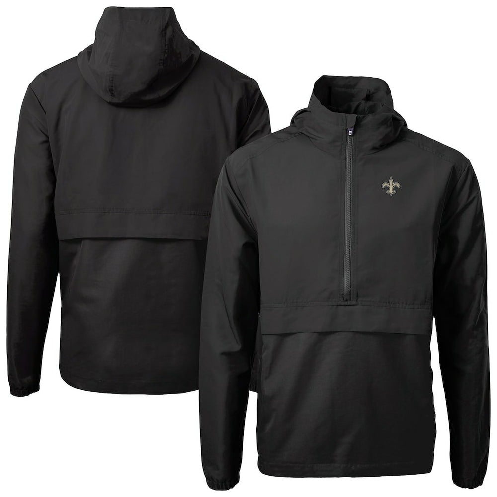 New Orleans Saints Cutter & Buck Charter Eco Recycled Anorak Half-Zip Jacket Black