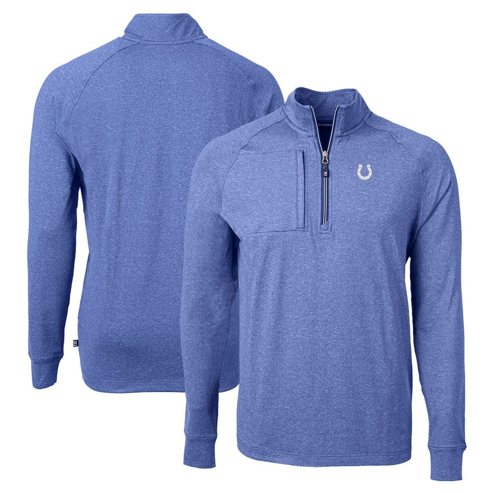 Indianapolis Colts Cutter & Buck Adapt Eco Knit Quarter-Zip Pullover Top Royal
