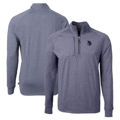Minnesota Vikings Cutter & Buck Adapt Eco Knit Quarter-Zip Pullover Top Heather Navy
