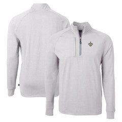 New Orleans Saints Cutter & Buck Adapt Eco Knit Quarter-Zip Pullover Top Heather Gray
