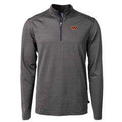 Washington Commanders Cutter & Buck Virtue Eco Pique Micro Stripe Recycled Quarter-Zip Pullover Top Black/Gray