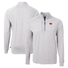 Washington Commanders Cutter & Buck Adapt Eco Knit Quarter-Zip Pullover Top Heather Gray